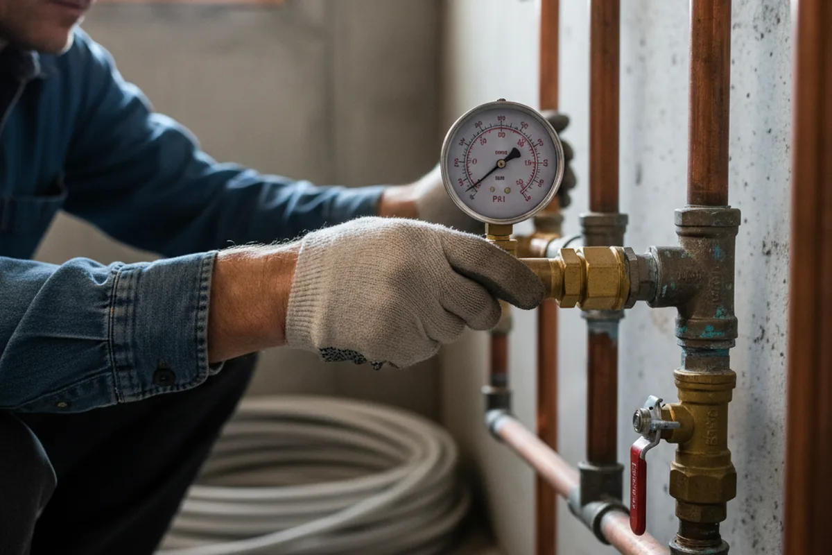 Pressure testing a repaired line during Water Line Repair in Ortonville